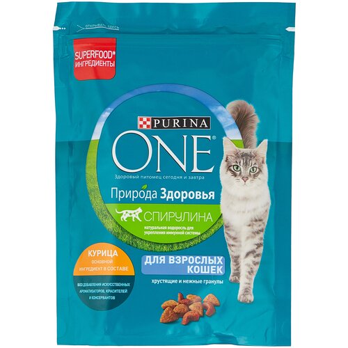 Сухой корм для кошек Purina ONE Природа Здоровья, с высоким содержанием курицы 10 шт. х 180 г фото