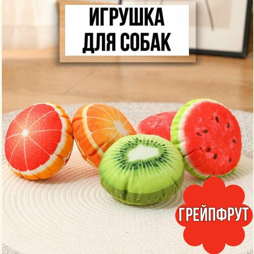 Игрушка пищалка для собак фрукты, грейпфрут, 1 шт. фото