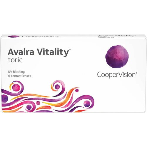 фотография Контактные линзы CooperVision Avaira Vitality toric., R 8,5, D -1, CYL: -1,75, AХ: 130, прозрачный, 1 уп., купить за 2543р