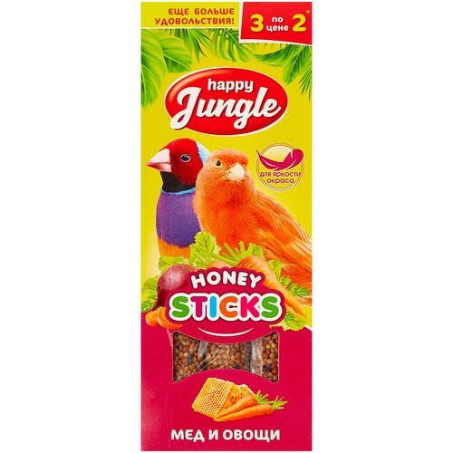 Лакомство для птиц Happy Jungle мед + овощи , 90 г , 3 шт. в уп. фото