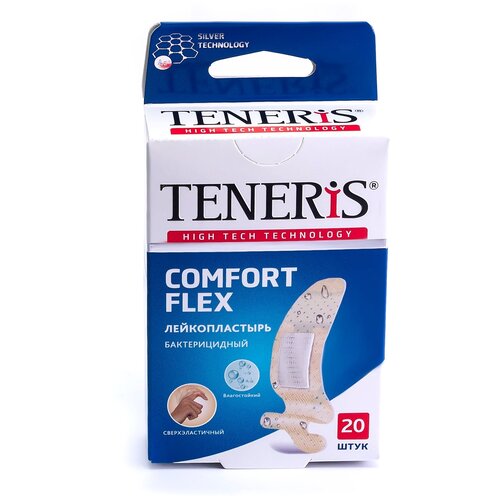 TENERIS Comfort Flex лейкопластырь бактерицидный с ионами серебра на суперэластичной полимерной основе, 20шт. бежевый фото