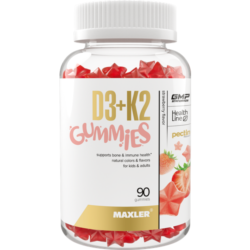 Maxler D3+K2 Gummies, 200 г, 90 шт., клубника фото