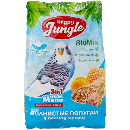 Happy Jungle Корм Special Menu для волнистых попугаев в период линьки, 500 г фото