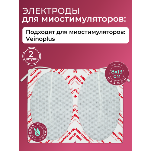 Комплект электродов для миостимуляции и массажа 8Х13см,2 шт. со шнурком для проведения реабилитации, физиотерапии, лечения током фото