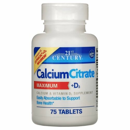 21st Century Calcium Citrate MAXIMUM + D3 75 таб. фото