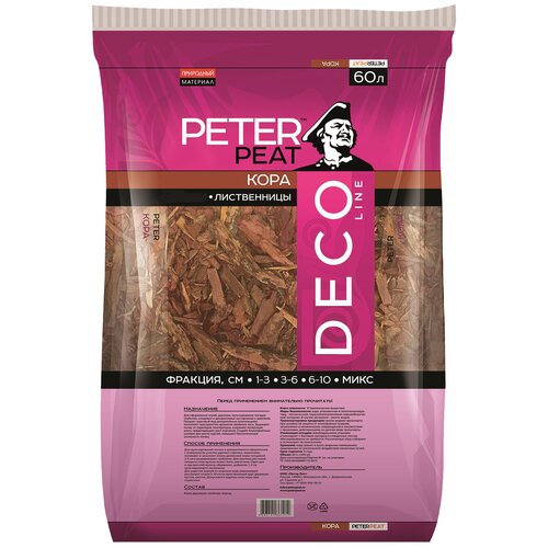 Кора лиственницы PETER PEAT Deco Line фракция 30-60 мм коричневый, 60 л, 10 кг фото