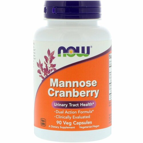 Капсулы NOW Mannose Cranberry, D-Манноза 450 мг + Клюква 250 мг - 90 капсул фото