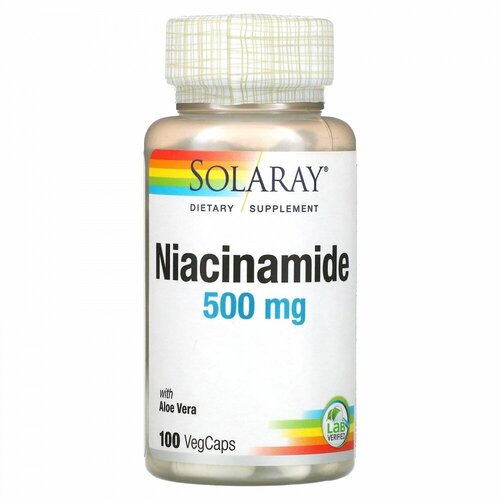 Solaray Niacinamide 500 mg Vitamin B-3 (Никотинамид 500 мг витамин В-3) 100 вег капсул (Solaray) фото