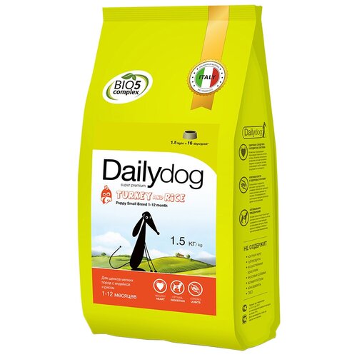 Сухой корм для щенков DailyDog индейка, с рисом 1 уп. х 1 шт. х 1500 г (для мелких и карликовых пород) фото