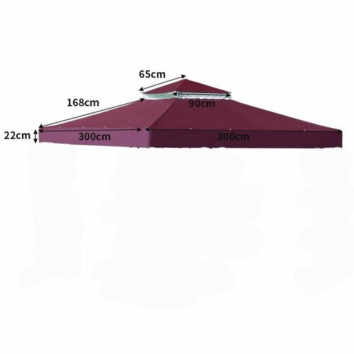 Наружный тент с двойным верхом 3х3м для беседки, винно-красный фото