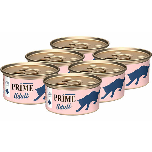 PRIME MEAT ADULT CAT для взрослых кошек с говядиной в соусе банка 75 гр NEW 75 гр х 6 шт фото