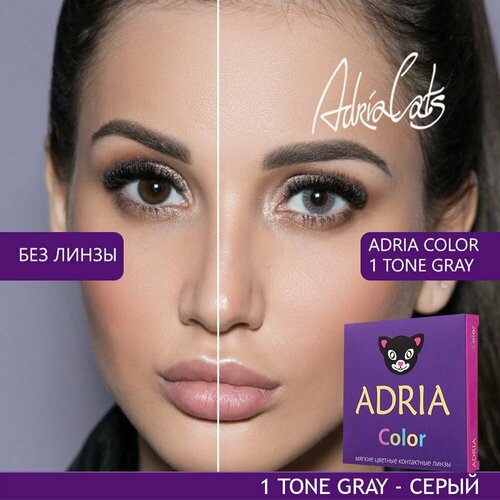 Контактные линзы ADRIA Color 1 tone, 2 шт., R 8,6, D 0, gray, 1 уп. фото