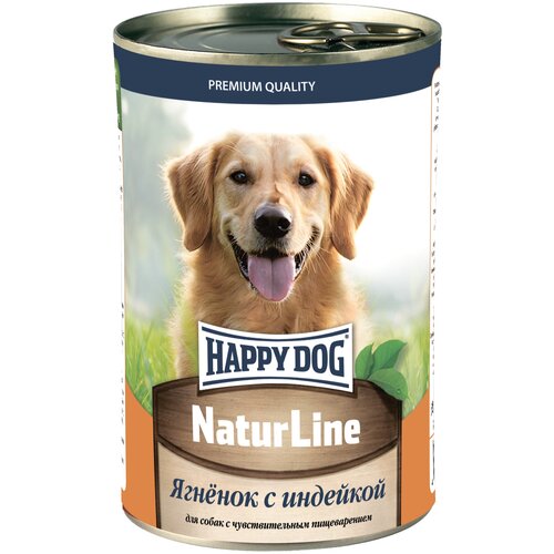 фотография Влажный корм для собак Happy Dog NaturLine, при чувствительном пищеварении, ягненок, индейка 1 уп. х 1 шт. х 410 г, купить за 200р