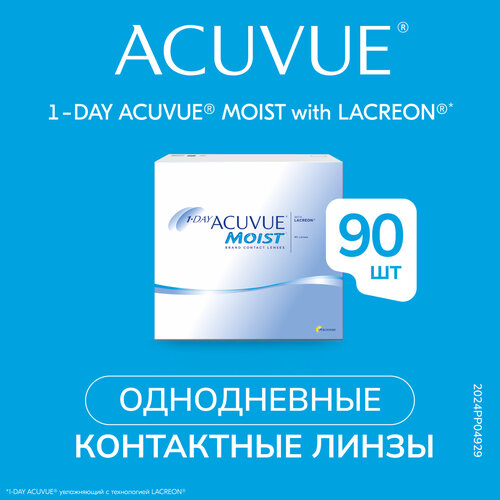 Контактные линзы ACUVUE 1-DAY MOIST with Lacreon, 90 шт., R 8,5, D -0,5 фото