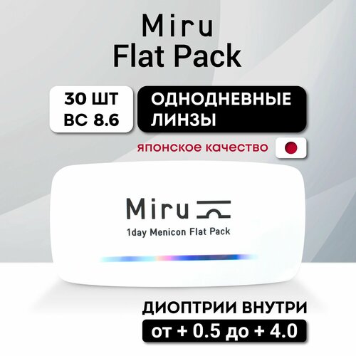 Контактные линзы Menicon Miru 1 day Flat Pack, 30 шт., R 8,6, D +3,5, 1 уп. фото