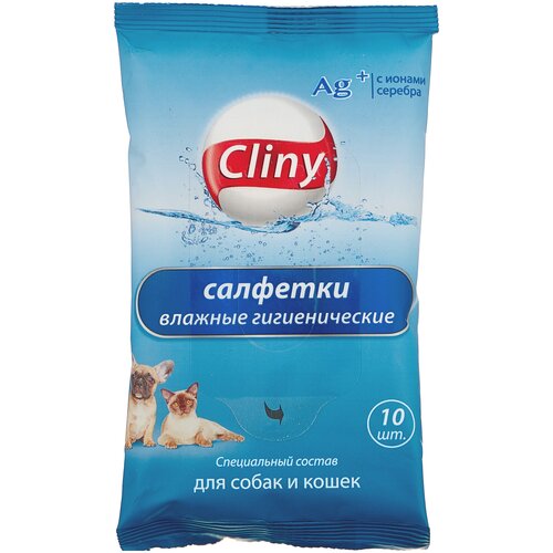 Салфетки Cliny влажные гигиенические для собак и кошек , 60 г фото