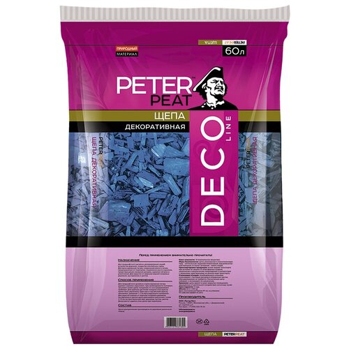 Щепа декоративная PETER PEAT Deco Line синяя, 60 л, 25 кг фото