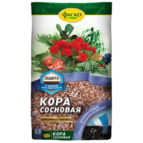 Кора сосновая Фаско Цветочное счастье зеленый, 2.5 л, 6 кг фото