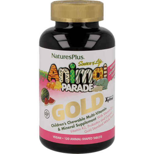 Nature's Plus, Animal Parade Gold Multivitamin, добавка для детей с мультивитаминами и минералами, 120 таблеток (арбуз) фото