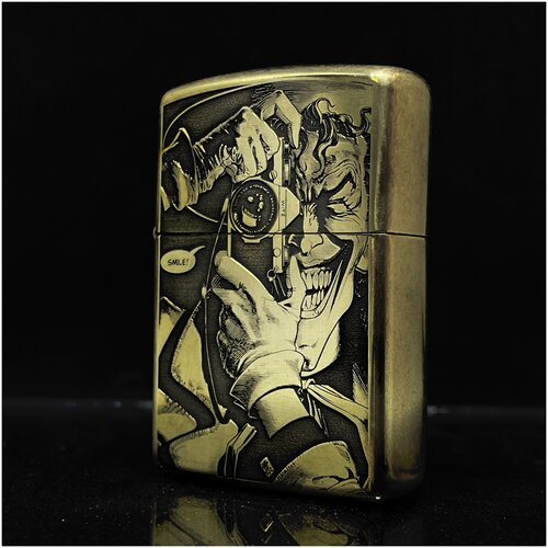 фотография Зажигалка бензиновая Zippo(Armor) Джокер Custom Латунь с глубокой объемной гравировкой, купить за 6900р