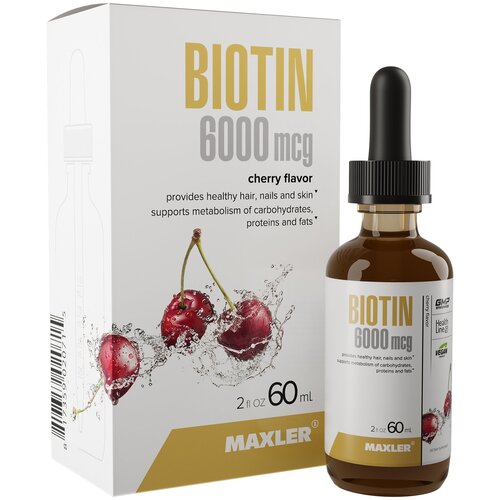 MAXLER Biotin фл., 6000 мкг, 120 г, вишня фото