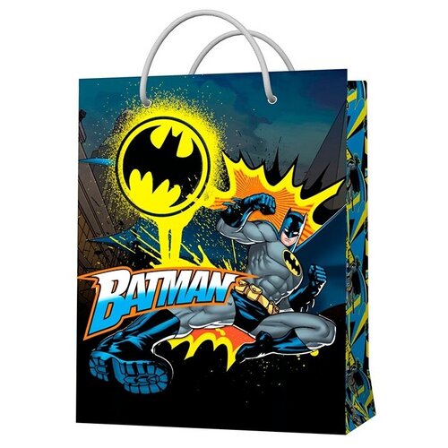 Пакет подарочный Batman, большой, 33.5 × 40.6 × 15.5 см, цвет сине-чёрный фото