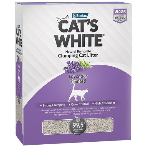 Cat's White BOX Lavender комкующийся наполнитель с нежным ароматом лаванды для кошачьего туалета (10л) фото