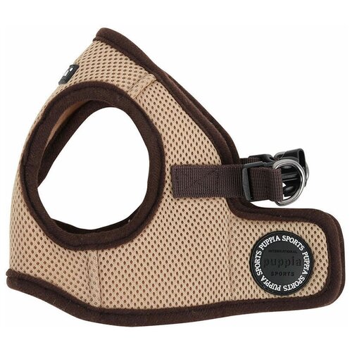 Шлейка Puppia Soft vest harness B, обхват шеи 28  см, бежевый/черный, M фото