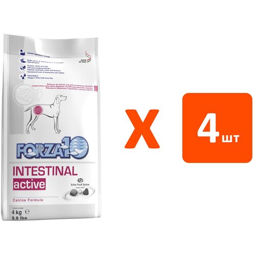 фотография FORZA10 DOG INTESTINAL ACTIVE для взрослых собак всех пород при заболеваниях желудочно-кишечного тракта (4 кг х 4 шт), купить за 17332р