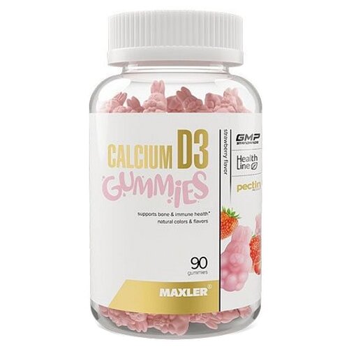 MAXLER Calcium D3 Gummies жев. пастилки, 180 г, 90 шт., клубника фото