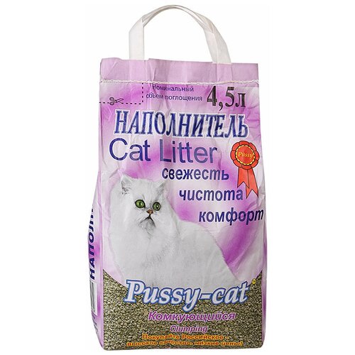 фотография Комкующийся наполнитель Pussy-Cat Комкующийся, 4.5л, 1 шт., купить за 370р