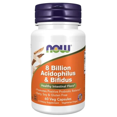 фотография Капсулы NOW 8 Billion Acidophilus & Bifidus, 150 г, 60 шт., купить за 1988р