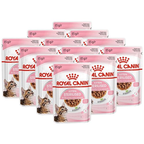 Влажный корм для стерилизованных котят Royal Canin мясное ассорти 12 шт. х 85 г (кусочки в желе) фото