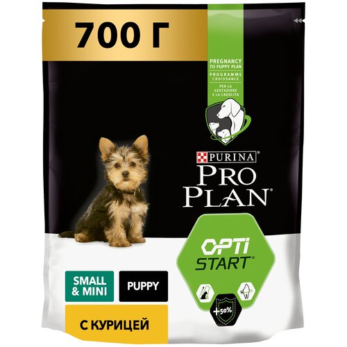 Сухой корм для щенков Pro Plan Optistart, курица 1 уп. х 2 шт. х 700 г (для мелких и карликовых пород) фото