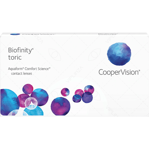 фотография Контактные линзы CooperVision Biofinity Toric., 3 шт., R 8,7, D -1,5, CYL: -2,25, AХ: 90, бесцветный, 1 уп., купить за 2695р