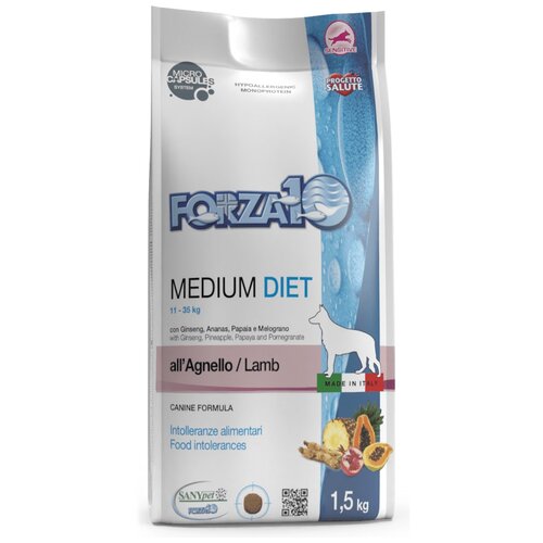 фотография Сухой корм для собак Forza10 Diet Diet, гипоаллергенный, ягненок 1 уп. х 1500 г (для средних пород), купить за 1650р