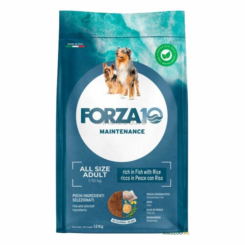 Сухой корм FORZA10 DOG MAINTENANCE ADULT ALL SIZE для взрослых собак всех пород с рыбой и рисом, 12 кг фото