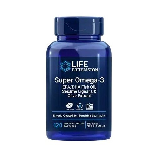 Капсулы Life Extension Super Omega-3 EPA/DHA with Sesame Lignans & Olive Extract, 150 г, 120 шт. фото