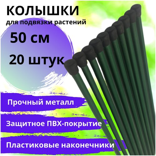 Колышки садовые для растений металлические (набор 20 шт. по 0,5 м / 50 см) для подвязки, опоры, поддержки томатов, огурцов, цветов и других дачных растений фото