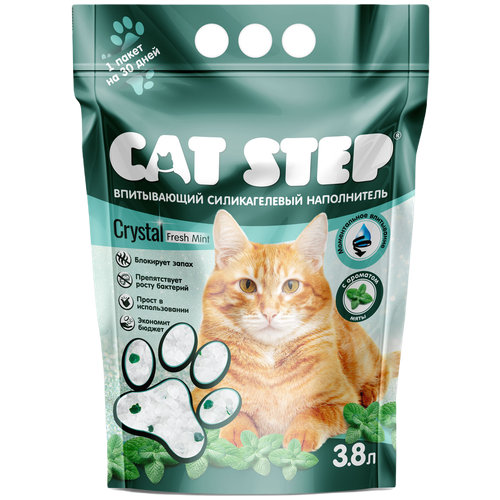 Впитывающий наполнитель Cat Step Crystal Fresh Mint, 3.8л, 1 шт. фото