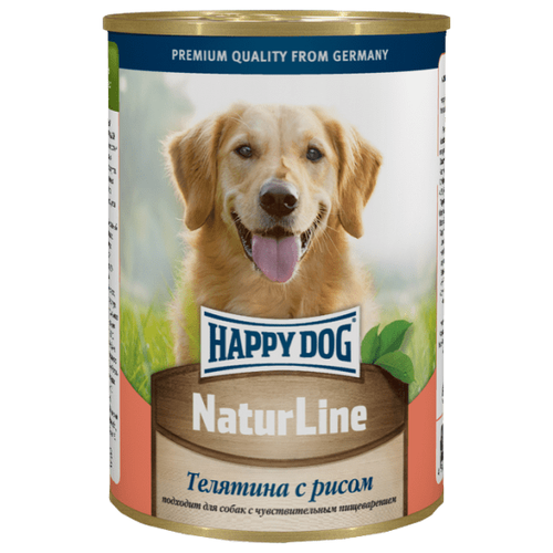 фотография Влажный корм для собак Happy Dog NaturLine, телятина, с рисом 1 уп. х 6 шт. х 410 г, купить за 1353р