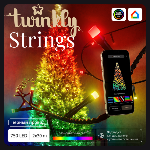 Гирлянда LED Twinkly Strings - 750 шт. (60 м) RGB + BT + Wi-Fi (TWS750STP-BEU) Generation II фото