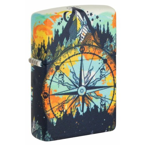 фотография Зажигалка ZIPPO Compass с покрытием Glow In The Dark Green, латунь/сталь, разноцветная, 38x13x57 мм, купить за 9343р