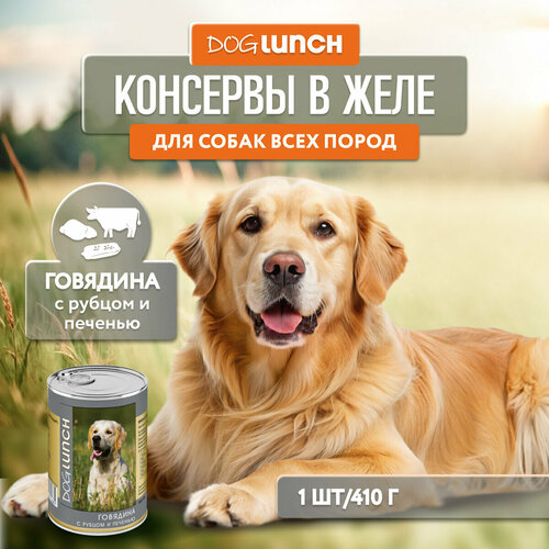 фотография Влажный корм для собак Dog Lunch говядина, рубец, печень 1 уп. х 1 шт. х 410 г, купить за 143р