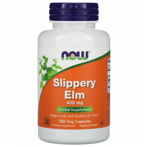 NOW Slippery Elm 400 mg - Скользкий вяз 100 вегетарианских капсул фото