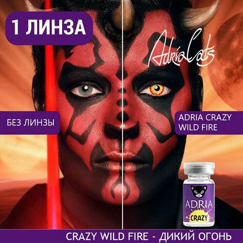 Контактные линзы ADRIA Crazy, 1 шт., R 8,6, D 0, ADD: средняя, wild fire, 1 уп. фото