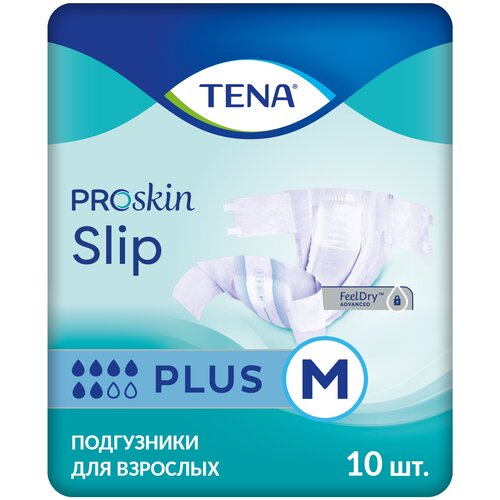 Подгузники для взрослых ТЕНА Slip Plus, M, 6 капель, 73-122 см, 10 шт. фото