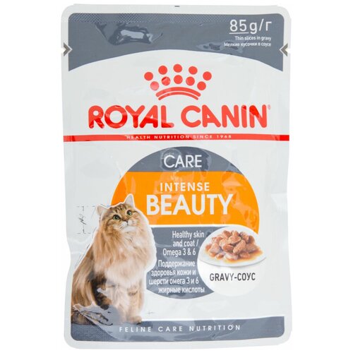 Влажный корм для кошек Royal Canin Intense Beauty, для здоровья кожи и блеска шерсти 85 г (кусочки в соусе) фото