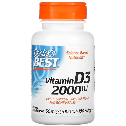 фотография Капсулы Doctor's Best Vitamin D3, 80 г, 2000 ME, 180 шт., купить за 1140р