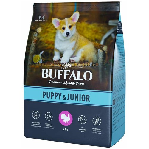 фотография Сухой корм для щенков и юниоров Mr.BUFFALO Puppy & Junior с индейкой 1 уп. х 1 шт. х 2000 г, купить за 1204р